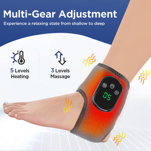 Rechargeable Ankle & Foot Care To Relieve Pain – 5-Speed Hot Compress & 3-Speed Vibration Protection